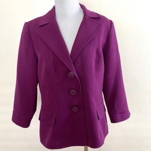 STUDIO 1 BLAZER BLOUSE SET PURPLE BURGUNDY 2 PIECE SET SIZE 10